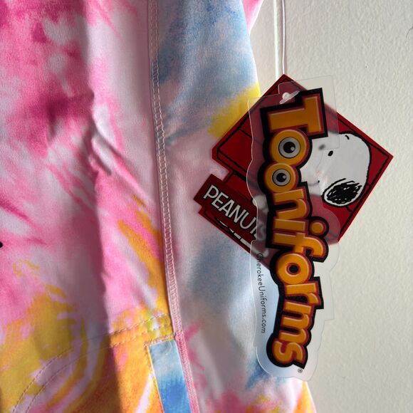 Cherokee Uniform Tooniforms Peanuts Pastel Tie Dye V Neck Nurse Sz. S Scrub Top - Picture 6 of 9